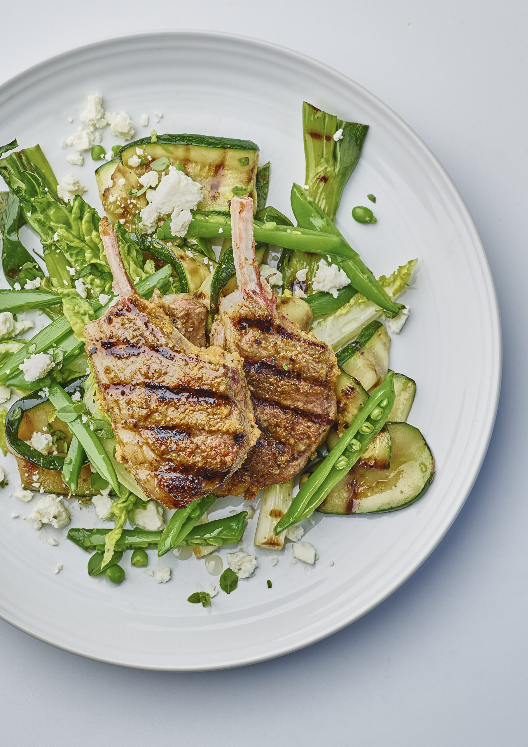 Lamb Chops and Pea and Courgette Salad